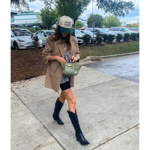 Eleven Eleven Caviar Cowboy Cap in Beige & Forest Green One Size New Baseball Ha - Picture 10 of 15